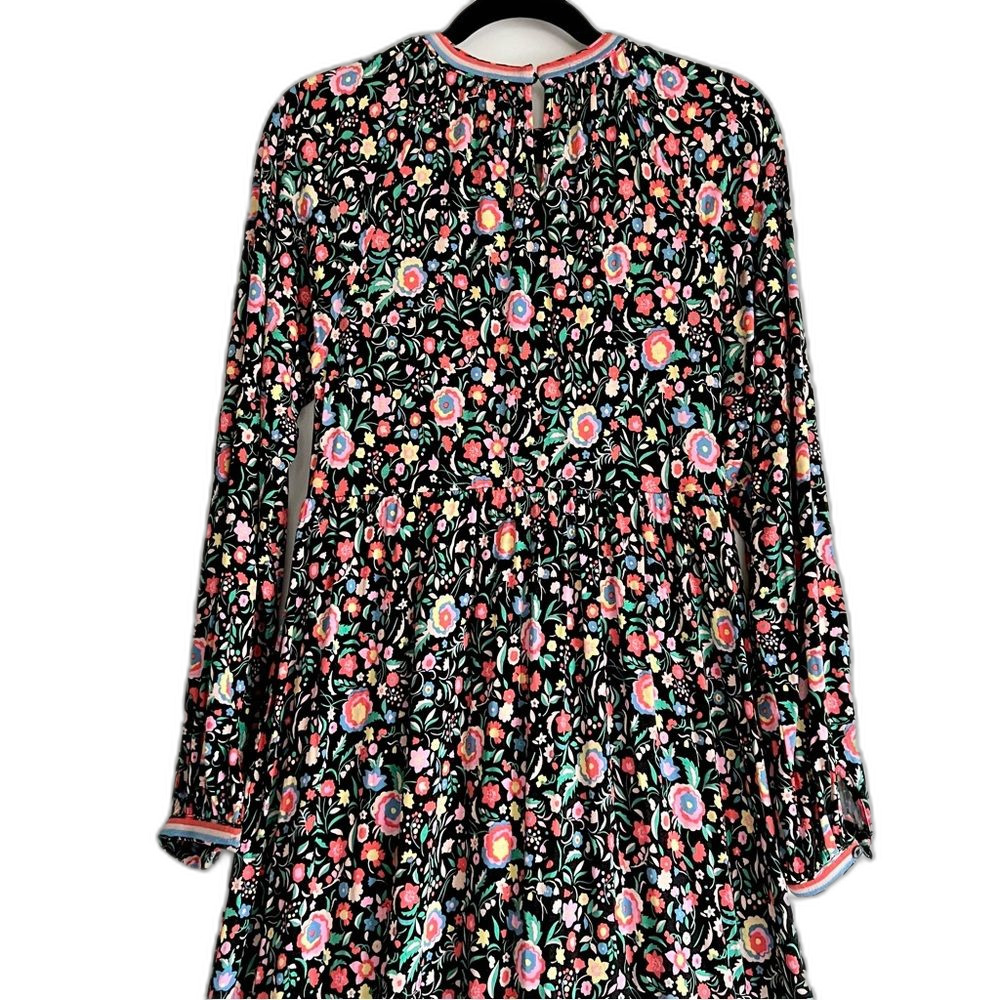 Boden Trim Detail Maxi Dress Black, Multi Floral Bloom Soft Jersey Knit Size 4 - Picture 12 of 16